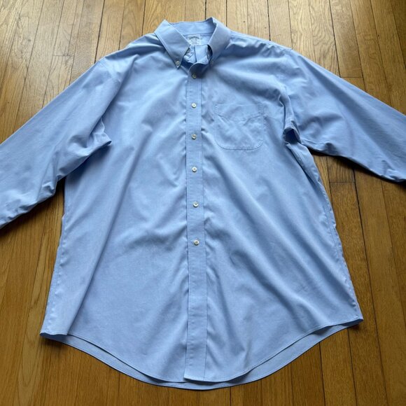 Brooks Brothers Size 17 1/2 - 35 Blue Slim Fit Non-Iron The Original Polo Shirt - Picture 2 of 16
